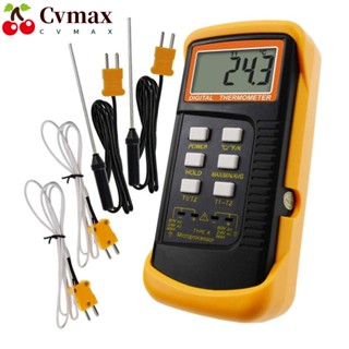 Cvmax K-Type เครื่องวัดอุณหภูมิ หน้าจอ LCD -50~1300°C (-58~2372°F) เครื่องวัดอุณหภูมิดิจิทัล แบบมีสาย และสเตนเลส