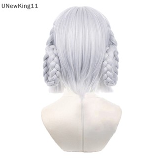 Unewking Game Genshin Impact Kamisato Ayaka วิกผมคอสเพลย์ สีเงิน สีฟ้า 30 ซม.