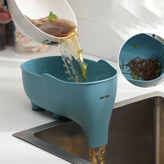 HUAQOO Elephant Drain Basket Multi-Purpose Kitchen Storage Draining Basket Household Fruit and Vegetable Basket Plastic Drain Basket