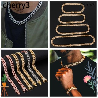 Cherry3 สร้อยคอแฟชั่น กว้าง 12 มม. สไตล์ฮิปฮอป หรูหรา