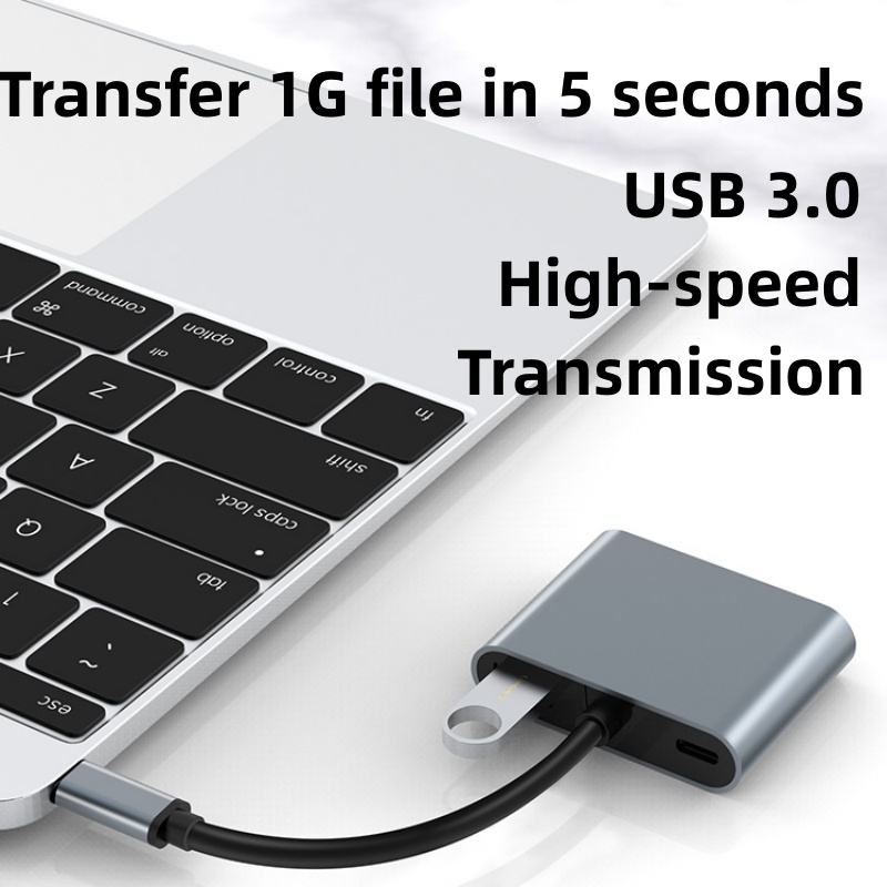 Thunderbolt 3 4 ความเร็วสูง 4 พอร์ต USB C ถึง HDMI 4K VGA USB3.0 PD ฮับชาร์จ Type C แท่นชาร์จ USB C Hub สําหรับแล็ปท็อป โทรศัพท์มือถือ แท็บเล็ต สวิตช์ USB C แท่นวาง