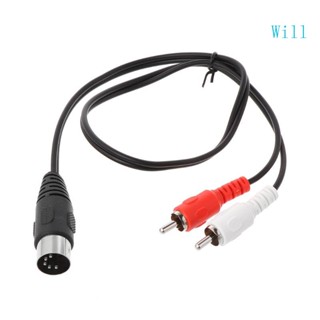 Will สายเคเบิลอะแดปเตอร์วิดีโอ 0 5M 1 5M 5 Pin Din Male to 2 RCA Male