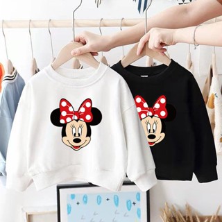 เสื้อกันหนาวแขนยาว พิมพ์ลาย Mickey Minnie แฟชั่นฤดูใบไม้ร่วง สําหรับเด็กผู้ชาย และเด็กผู้หญิง อายุ 1-4 ปี