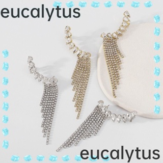 Eucalytus1 ต่างหูโซ่ ประดับเพทาย พลอยเทียม ของขวัญ สําหรับผู้หญิง