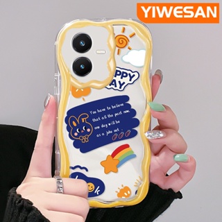 เคสโทรศัพท์มือถือ แบบใส ลายการ์ตูนกระต่ายน่ารัก สีรุ้ง สําหรับ VIVO Y22 Y22s