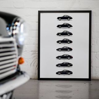 โปสเตอร์ภาพวาดผ้าใบ รูปรถยนต์ Porsche Evolution Super Sports สําหรับตกแต่งผนังบ้าน ห้องนั่งเล่น