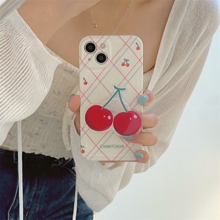 เคสป้องกันโทรศัพท์มือถือซิลิโคน แบบนิ่ม ลายเชอร์รี่ กันกระแทก สําหรับ Apple iphone 11 12 13 14 14promax 13 12 14 11