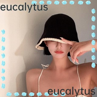 Eucalytus1 หมวกบักเก็ต ผ้าถัก พับได้ สไตล์ฮิปฮอป