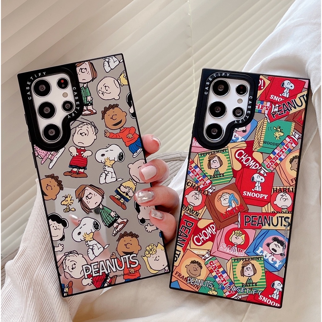 SAMSUNG Peanuts Comics Snoopy Mirror Hard เคสโทรศัพท์สําหรับSamsung Galaxy S23 S24 S25 Ultra