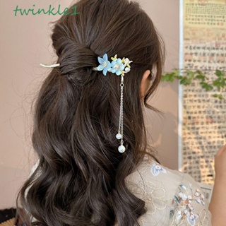 Twinkle1 กิ๊บติดผม โลหะผสม ลายดอกไม้ พู่ สไตล์จีน คลาสสิก สําหรับซาลาเปา กี่เพ้า