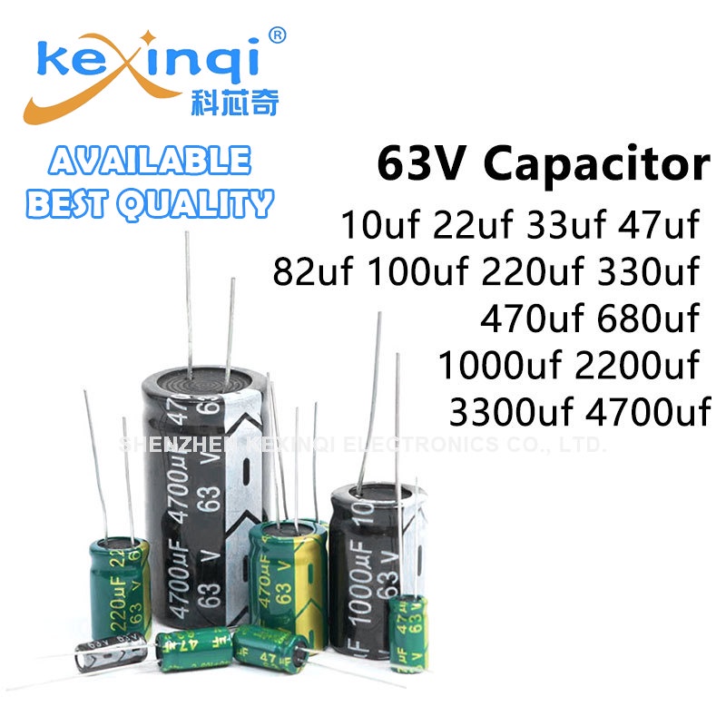 (1-50PCS) 63V ตัวเก็บประจุ 10uf 22uf 33uf 47uf 82uf 100uf 220uf 330uf 470uf 680uf 1000uf 2200uf 3300uf 4700uf อลูมิเนียมอิเล็กโทรลีติค Capacitor