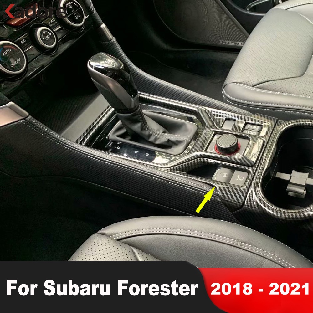 สําหรับ Subaru Forester SK 2018 2019 2020 2021 คาร์บอนไฟเบอร์คอนโซลกลางรถเกียร์กล่องแผงฝาครอบอุปกรณ์