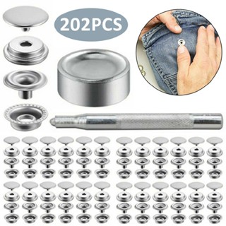 New 202pcs Snap Fastener Set Stainless Steel Tarpaulin Camping Sew-free Buttons