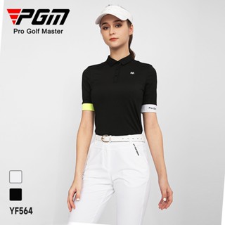 Pgm YF564 เสื้อยืดลําลอง แขนสั้น ใส่สบาย ระบายอากาศ สีขาว ดํา แฟชั่นฤดูร้อน สําหรับสตรี เหมาะกับการเล่นกีฬากอล์ฟ