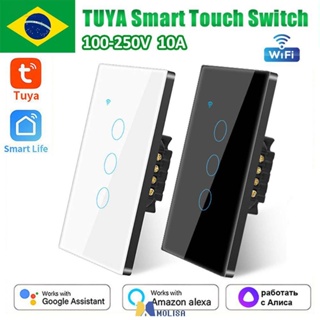 สวิตช์อัจฉริยะแบบสัมผัส Wifi 100-250v 16the Smart Life/tuya App Timing Voice Remote Control Timer ทำงานร่วมกับ Amazon Alexa Google Home Tuya Intelligent Switch MOLISA