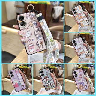 Cartoon Phone Holder Phone Case For OPPO A78 4G Lanyard Wrist Strap Anti-knock Wristband Silicone Shockproof Soft case Durable