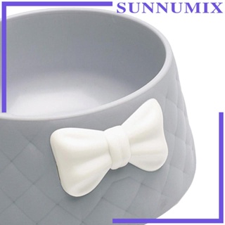 [Sunnimix] ชามใส่อาหาร กันลื่น ประดับโบว์ แบบพกพา อุปกรณ์เสริม สําหรับสัตว์เลี้ยง สุนัข แมว ลูกแมว