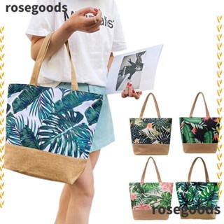 Rosegoods1 กระเป๋าถือ กระเป๋าช้อปปิ้ง กระเป๋าสะพายข้าง ผ้าแคนวาส แบบพกพา แฟชั่นฤดูร้อน