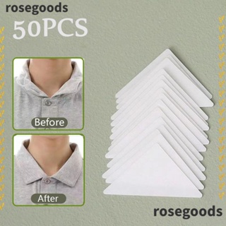 Rosegoods1 แผ่นเทป PVC กันม้วน มีกาวในตัว สําหรับจัดแต่งทรงเสื้อเชิ้ตผู้ชาย ผู้หญิง 50 ชิ้น