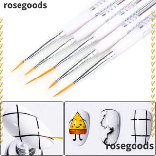 Rosegoods1 แปรงปากกาต่อเล็บเจล UV ลายดอกไม้ พลอยเทียม สําหรับตกแต่งเล็บ