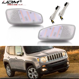 Ijdm หลอดไฟหมอก LED เลนส์ใส ด้านหน้า แบบเปลี่ยน สําหรับ Jeep Renegade 2015 2016 2017 2018 2019 2020 OEM # CH 2 ชิ้น2550134 68256050โคมไฟข้าง AA สีเหลืองอําพัน / สีขาว 12V