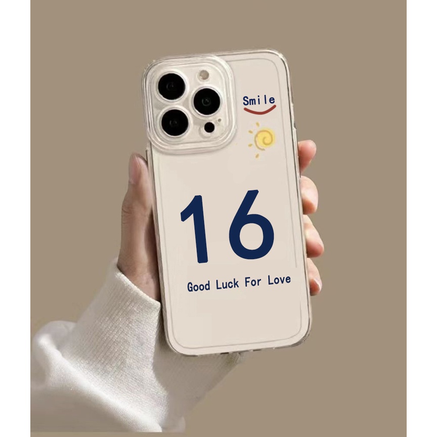 เคสโทรศัพท์มือถือแบบนิ่ม ใส กันกระแทก กันรอยกล้อง ลายตัวเลข สําหรับ IPhone 11 12 13 14 Pro MAX 16 17 18 X XS MAX XR 7 8 Plus