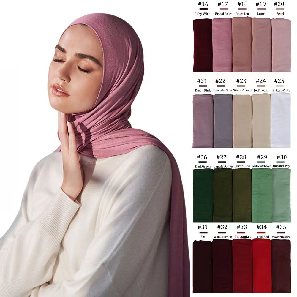 53 สี ผ้าคลุมฮิญาบ รุ่นเจอซี่ ผ้าคอตตอน ขนาดที่เหมาะสม นุ่มสบาย 170*60cm