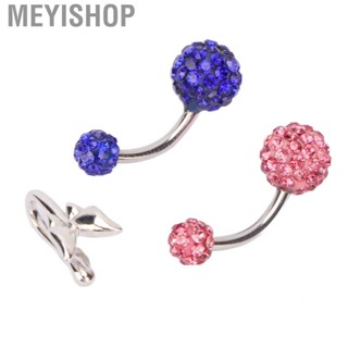 Meyishop 3 Pcs Navel Fashionable Belly Rings Studs Shinning Rhinestone Rotating