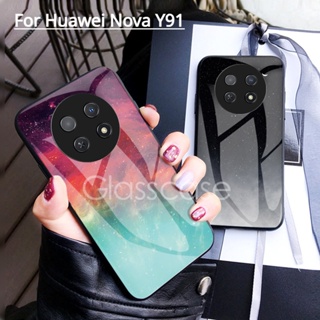 เคสโทรศัพท์มือถือกระจกนิรภัย TPU แบบแข็ง ขอบนิ่ม กันกระแทก สําหรับ Huawei Nova Y91 Y91 Y90 Y70 Y61 Plus NovaY91 NovaY90 4G 2023