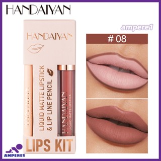 Handaiyan Matte Lip Gloss Liner Kit Tint Liquid Lipstick Lipliner Pencil Set Waterproof Lipgloss Long Lasting Makeup Cosmetics -AME1