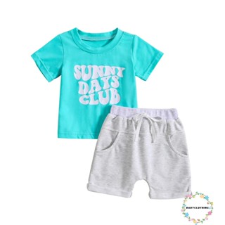 Babyclothes- ชุดเสื้อยืด แขนสั้น พิมพ์ลายตัวอักษร และกางเกงขาสั้น สําหรับเด็กทารกแรกเกิดผู้ชาย และเด็กผู้หญิง