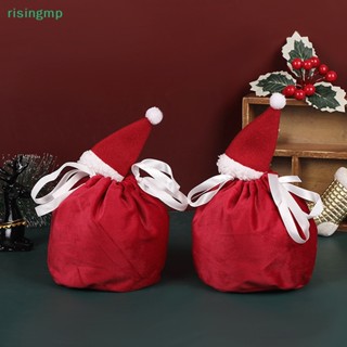 [risingmp] ถุงขนม ผ้ากํามะหยี่ ลายซานตาคลอส สีแดง สําหรับตกแต่งคริสต์มาส 2023 Navidad