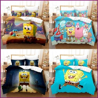 Trend SquarePants 3in1 ชุดเครื่องนอน ผ้าปูที่นอน ผ้าห่ม ผ้านวม ห้องนอน ล้างทําความสะอาดได้ สะดวกสบาย ชุดบ้าน