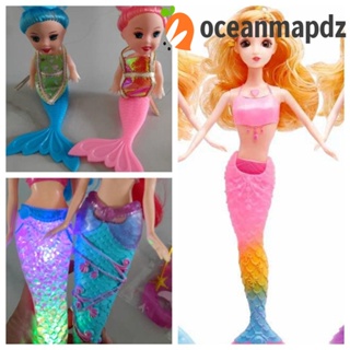 Oceanmapdz ตุ๊กตาเจ้าหญิงนางเงือก 3D พร้อมไฟ ถอดออกได้ 1/3 BJD