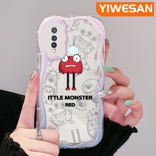 เคสโทรศัพท์มือถือแบบนิ่ม ใส กันกระแทก ลายการ์ตูนมอนสเตอร์ตัวน้อย สีแดง สีสันสดใส สําหรับ VIVO Y19 Y5s