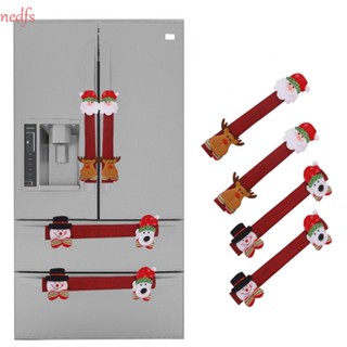 Nedfs ที่ครอบมือจับประตู รูปตุ๊กตาหิมะ หมี ซานตาคลอส สําหรับตกแต่งบ้าน ไมโครเวฟ เตาอบ คริสต์มาส