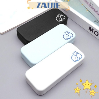 Zaijie24 กล่องใส่แว่นตาหนัง ป้องกันความเครียด แบบพกพา สีพื้น น้ําหนักเบา สําหรับผู้ชาย