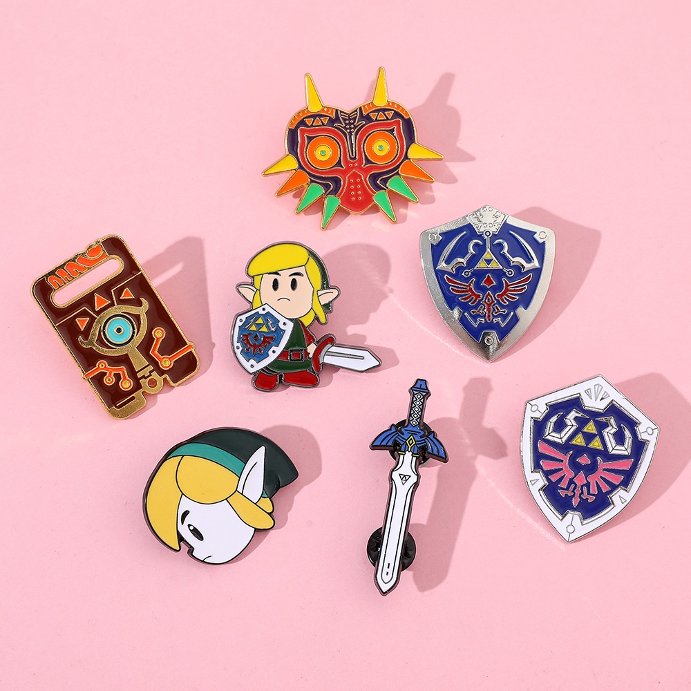 เข็มกลัด รูปเกม Legend of Zelda Enamel Pins Breath of The Wilderness Shield เครื่องประดับ สําหรับเพื่อน