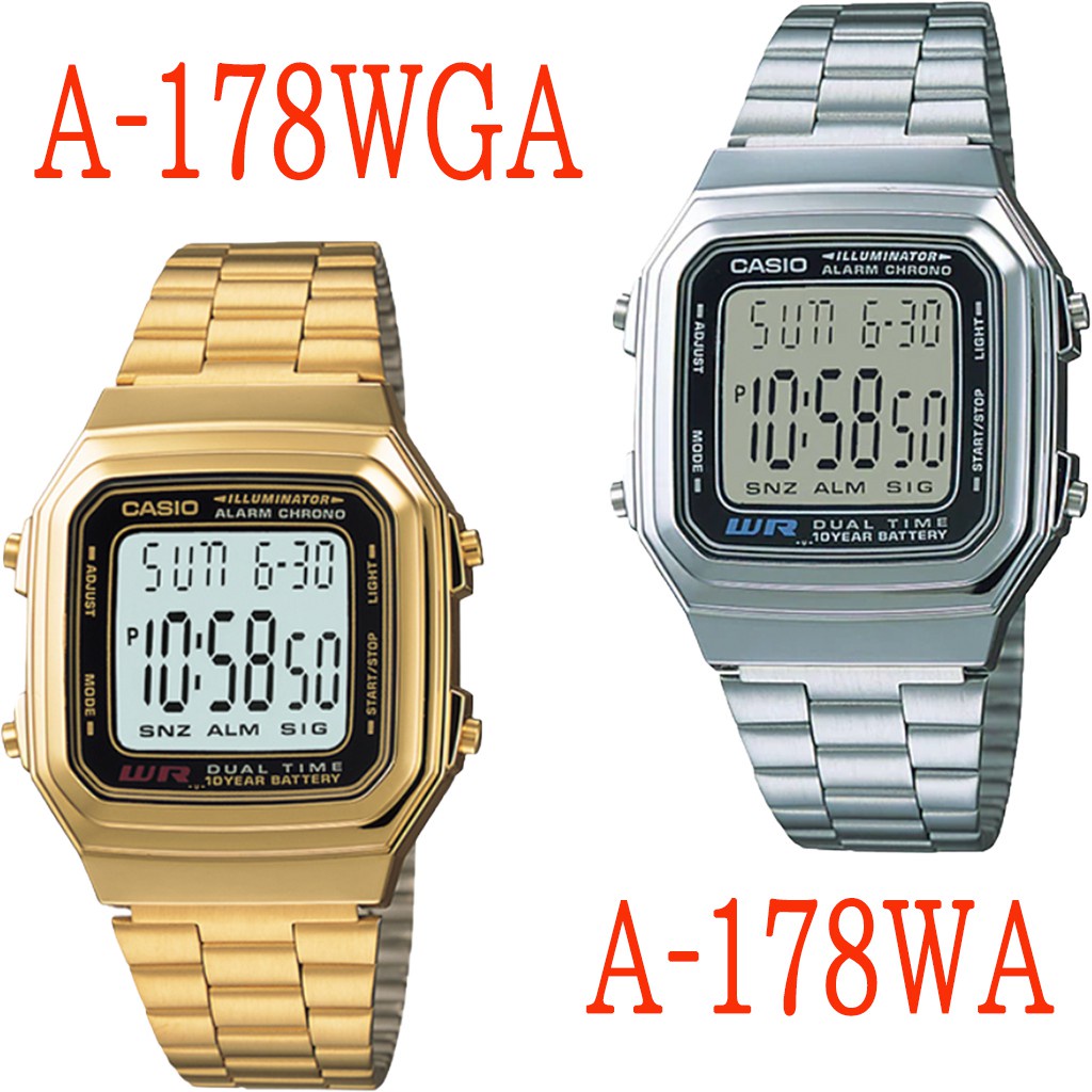 Casio Standard นาฬิกาข้อมือผู้ชาย สายสแตนเลส รุ่น A-178 2สี สีเงิน สีทอง ของแท้ 100%#M&amp;F888G#