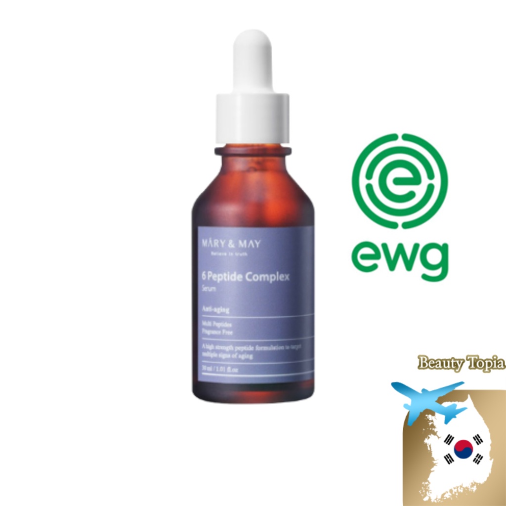 MARY & MAY เซรั่มลดรอย 6 เปปไทด์เซรั่ม 6 Peptide Complex Serum 30มล เซรั่ม ลดริ้วรอย anti aging pept