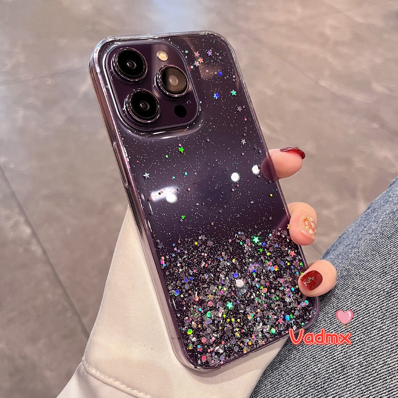 SAMSUNG หรูหราglitterสําหรับsamsung Galaxy A55 A35 A15 A05 A05S S24 Ultra S24 + S23 FE A24 A25 M54 M34 ฝาครอบโปร่งใสBlingเงากรณีซิลิโคนอ่อนนุ่ม