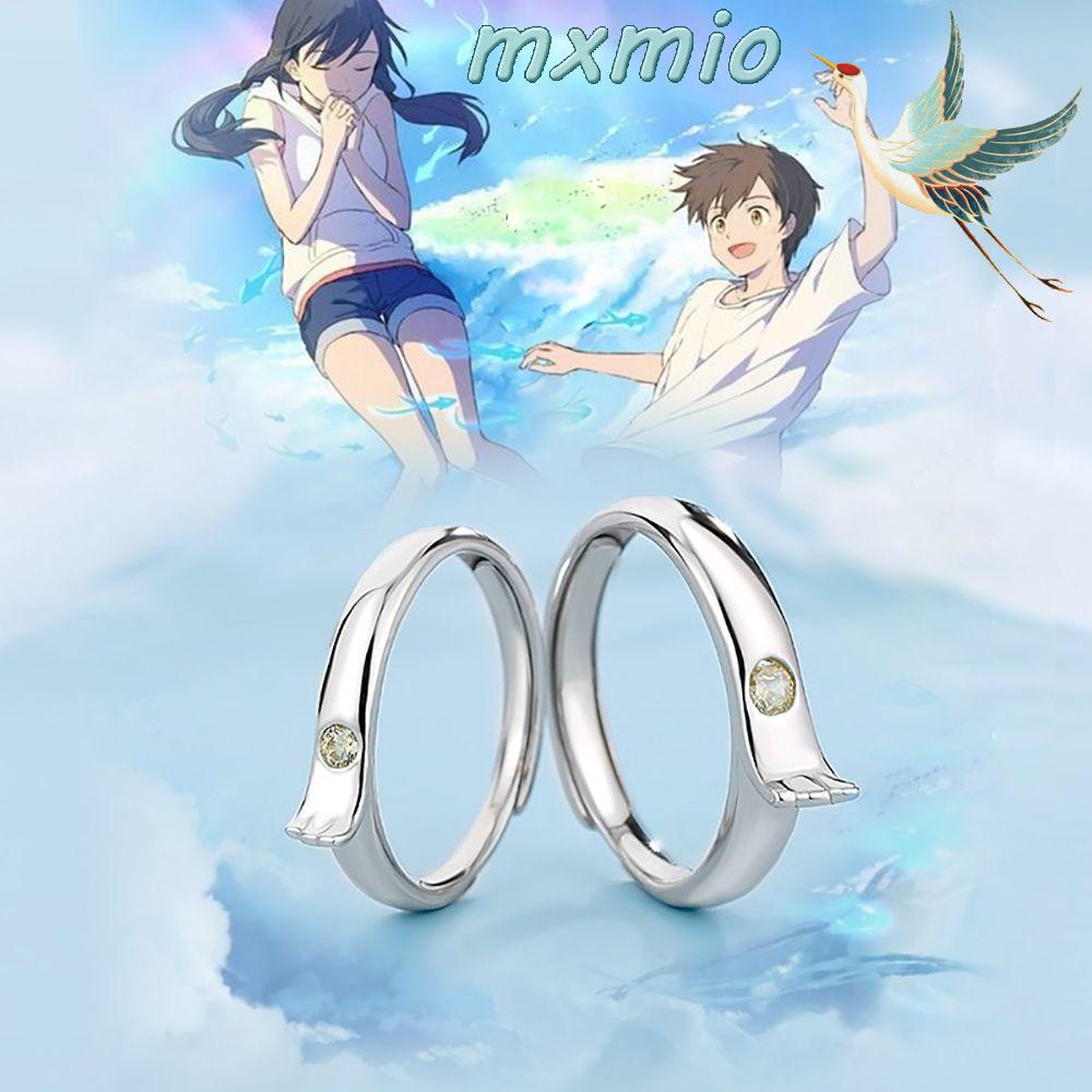 MXMIO Romantic Anime Finger Ring Engagement Korean Style Open Ring Zircon Couple Ring Weathering With You Morishima Hodaka Male Female Adjustable Cosplay Fashion Jewelry
