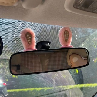Car Creative Car Rearview Mirror Cute Rabbit Ears Decorations Center Console Decoration Car Interior Decoration Supplies Internet Celebrity 1UDl