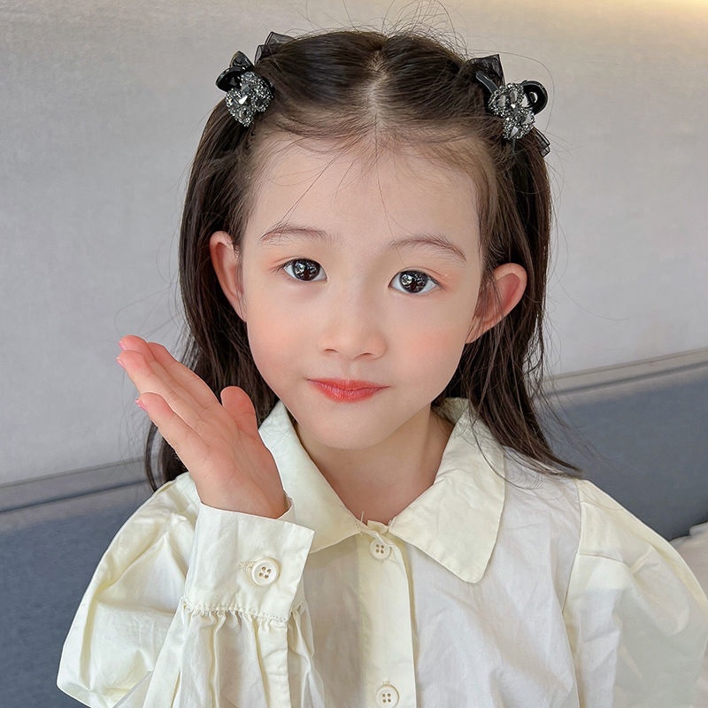 กิ๊บติดผม ผ้าตาข่าย ประดับเพชร สองด้าน หรูหรา เป็นที่นิยม สไตล์เกาหลีวินเทจ สําหรับผู้หญิง