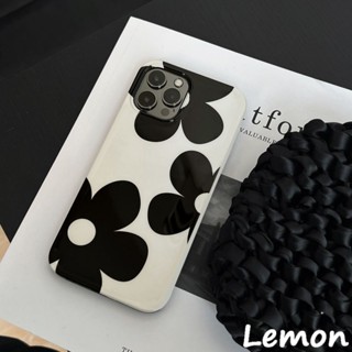 [Lemon] เคสโทรศัพท์มือถือ ซิลิโคนนุ่ม ลายดอกไม้ สีดําวาว สําหรับ iPhone 14 14pro 14plus 14promax 7 8 7plus 8plus 11 12 X XS XR XSMAX 11pro 12pro 11promax 12promax 13 13promax 13promax