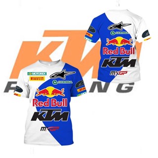 ใหม่ เสื้อยืดแขนสั้น พิมพ์ลาย KTM 3D ทรงหลวม แฟชั่นฤดูร้อน สําหรับผู้ชาย และผู้หญิง