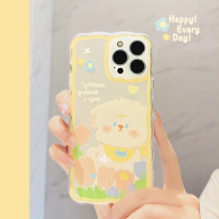 Phjm2 เคสโทรศัพท์มือถือ ซิลิโคน กันกระแทก ลายภาพวาดสีน้ํามัน รูปสุนัข ดอกไม้ สําหรับ Iphone 13 11 12promax 11 xs 8p xr