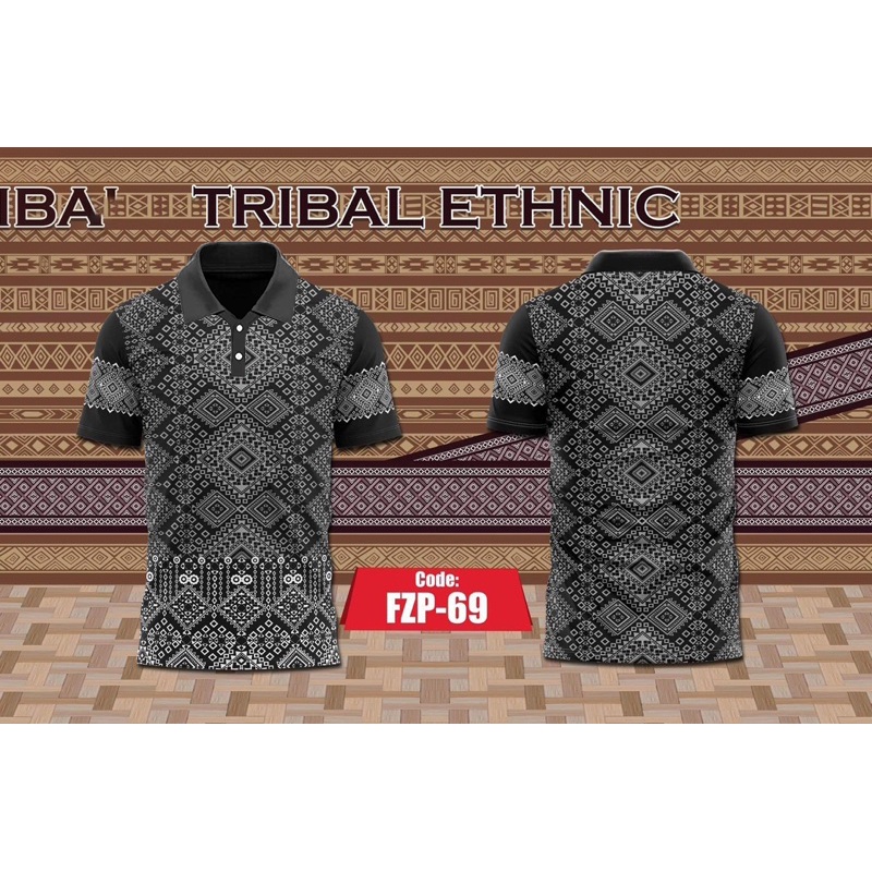 พร้อมส่ง เสื้อโปโล มีซิป ลายชนเผ่า สไตล์โมเดิร์น 10