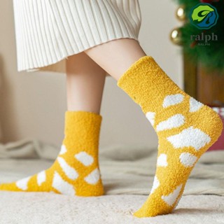 RALPH Warm Women Socks Breathable Floor Socks Coral Fleece Socks Santa Fashion Design Duck Thick Deer Korean Style Christmas Hosiery