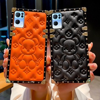 Yjd เคสโทรศัพท์หนัง ขอบตรง กันกระแทก ลายหมีน้อยน่ารัก สําหรับ OPPO Reno7 Z Reno6 Z